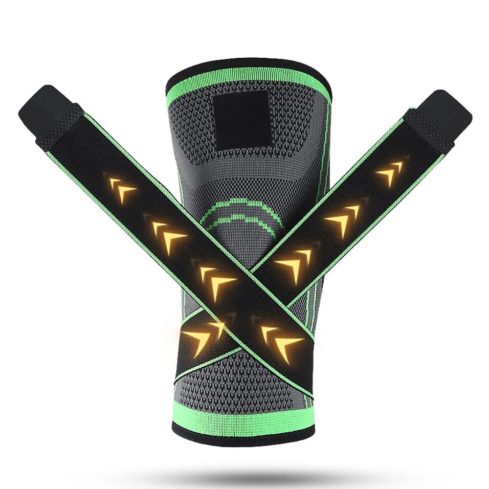 KYNCILOR AB023 Knee Compression Sleeve for Running Hiking Basketball 1/Pc Fitness Knee Support Brace Elastic Knee Protector with Straps - Green/S - 6