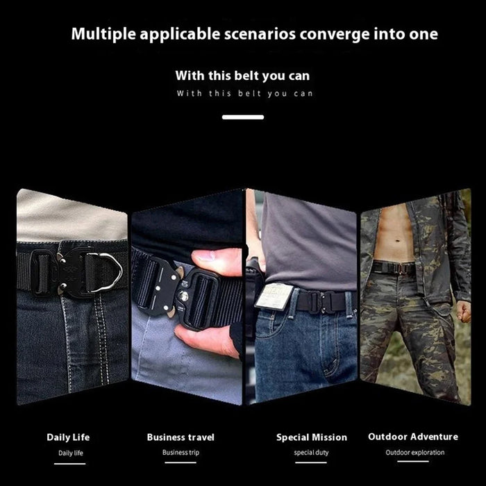 SN-074 Men's Nylon Webbing Belt Thickened Tactical Training Belt with Zinc Alloy Buckle - Black - 3