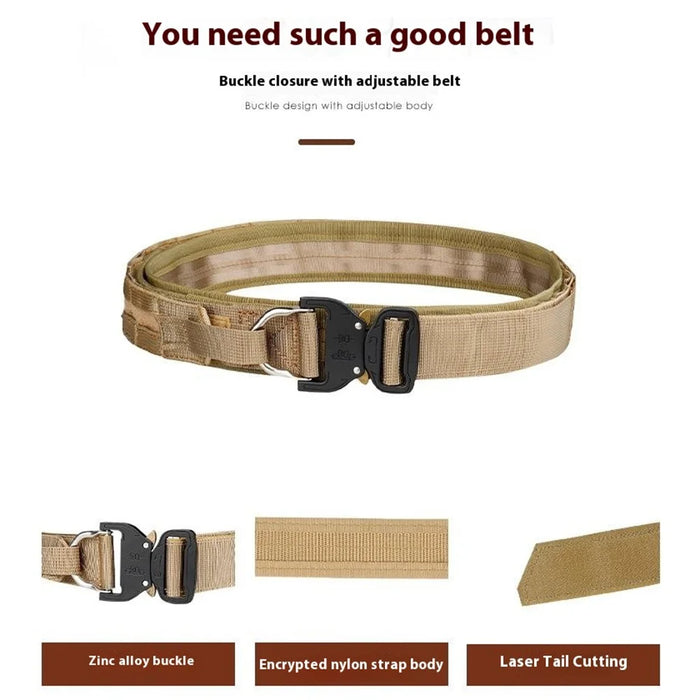 SN-074 Men's Nylon Webbing Belt Thickened Tactical Training Belt with Zinc Alloy Buckle - Black - 4
