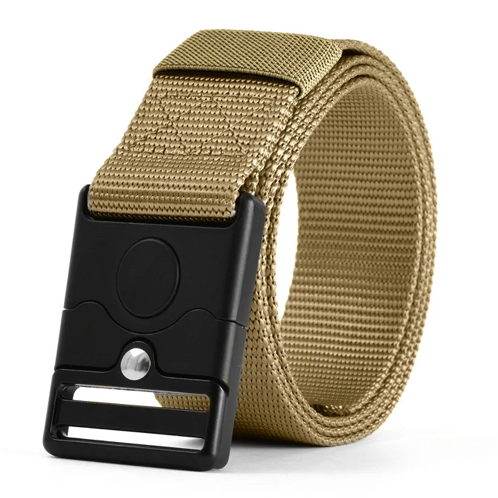 SN-P119 125x3.8cm Men's Nylon Webbing Belt Tactical Training Work Belt with Press-Type Zinc Alloy Buckle - Khaki - 1