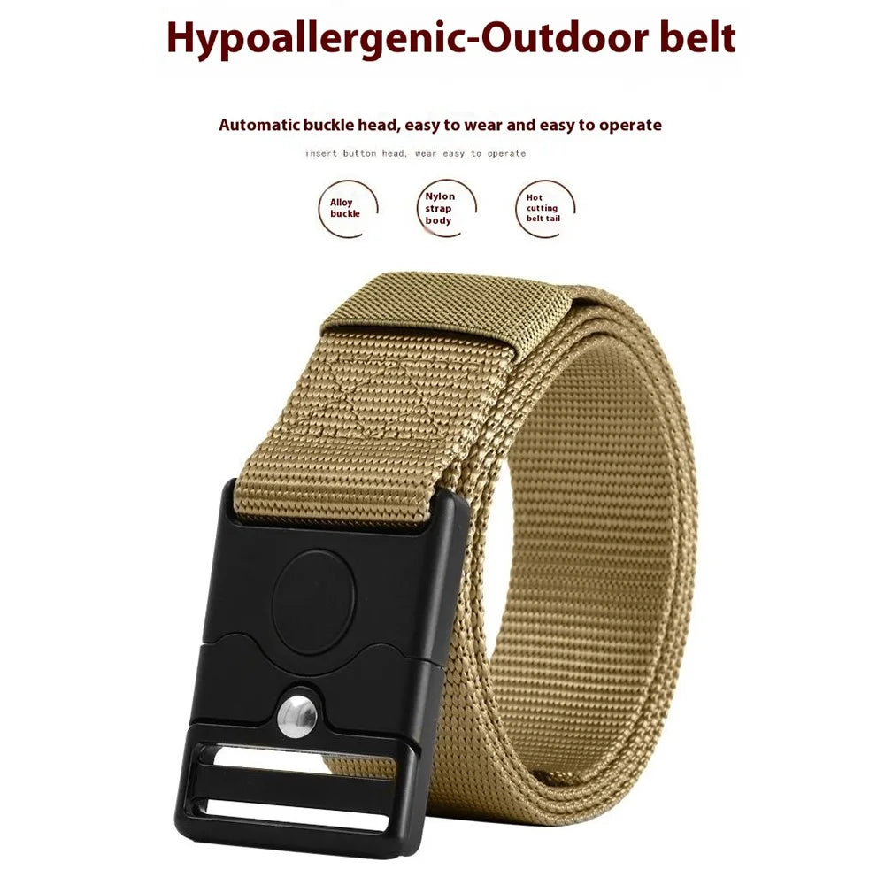SN-P119 125x3.8cm Men's Nylon Webbing Belt Tactical Training Work Belt with Press-Type Zinc Alloy Buckle - Khaki - 2