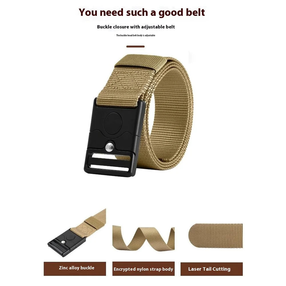 SN-P119 125x3.8cm Men's Nylon Webbing Belt Tactical Training Work Belt with Press-Type Zinc Alloy Buckle - Khaki - 4