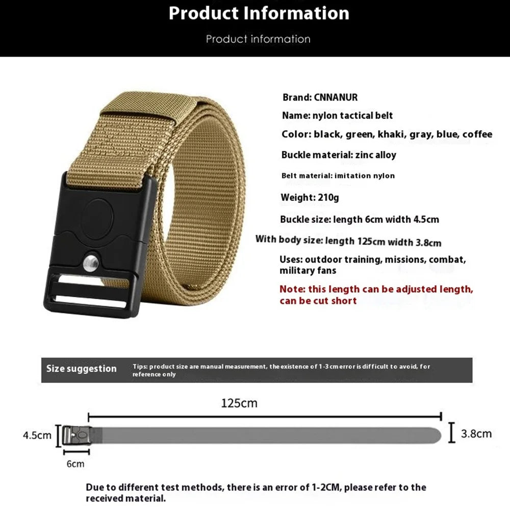 SN-P119 125x3.8cm Men's Nylon Webbing Belt Tactical Training Work Belt with Press-Type Zinc Alloy Buckle - Khaki - 5