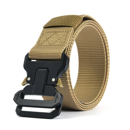 SN-P120 125x3.8cm Men's Nylon Webbing Belt Tactical Training Work Belt with Zinc Alloy Buckle - Khaki - 1
