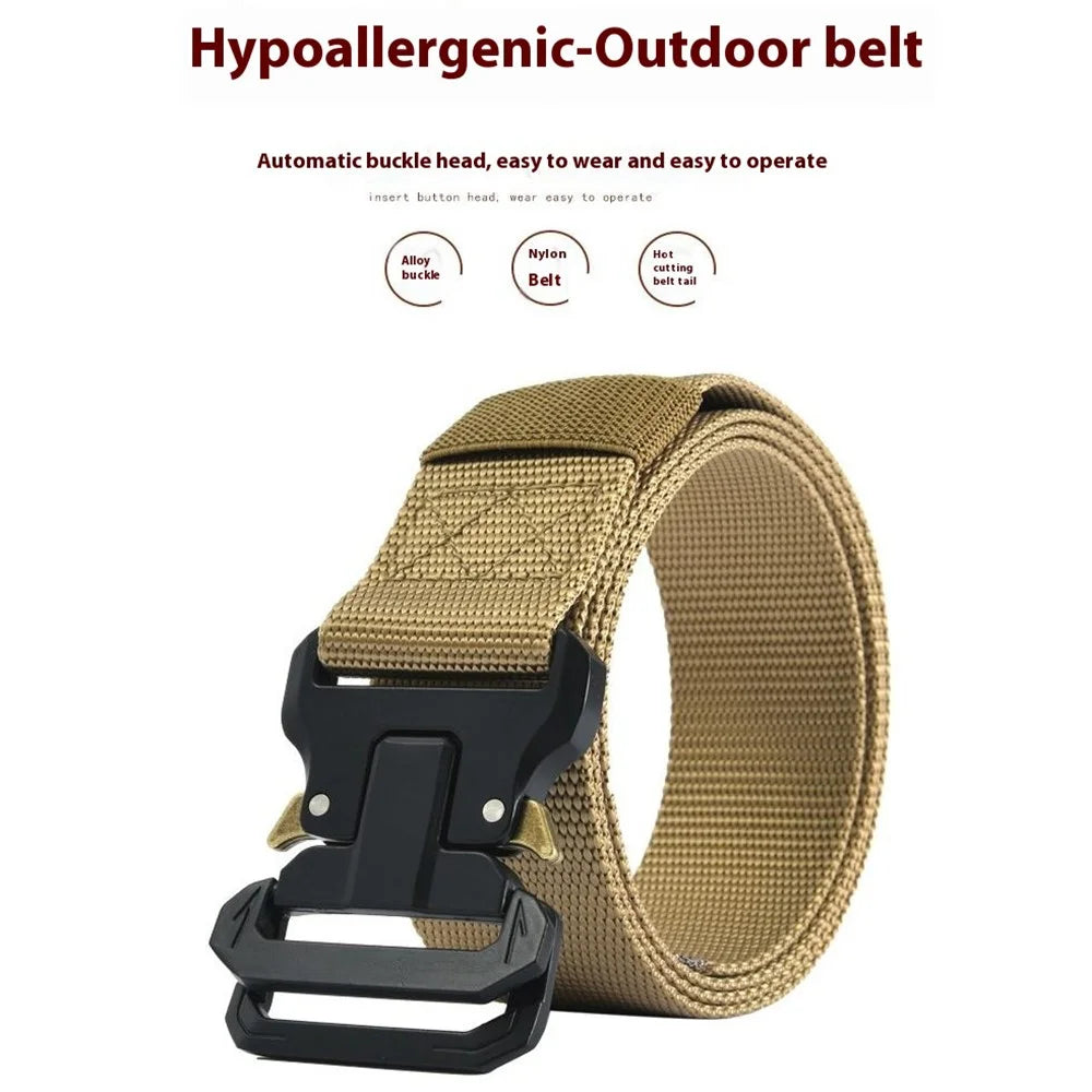SN-P120 125x3.8cm Men's Nylon Webbing Belt Tactical Training Work Belt with Zinc Alloy Buckle - Khaki - 2
