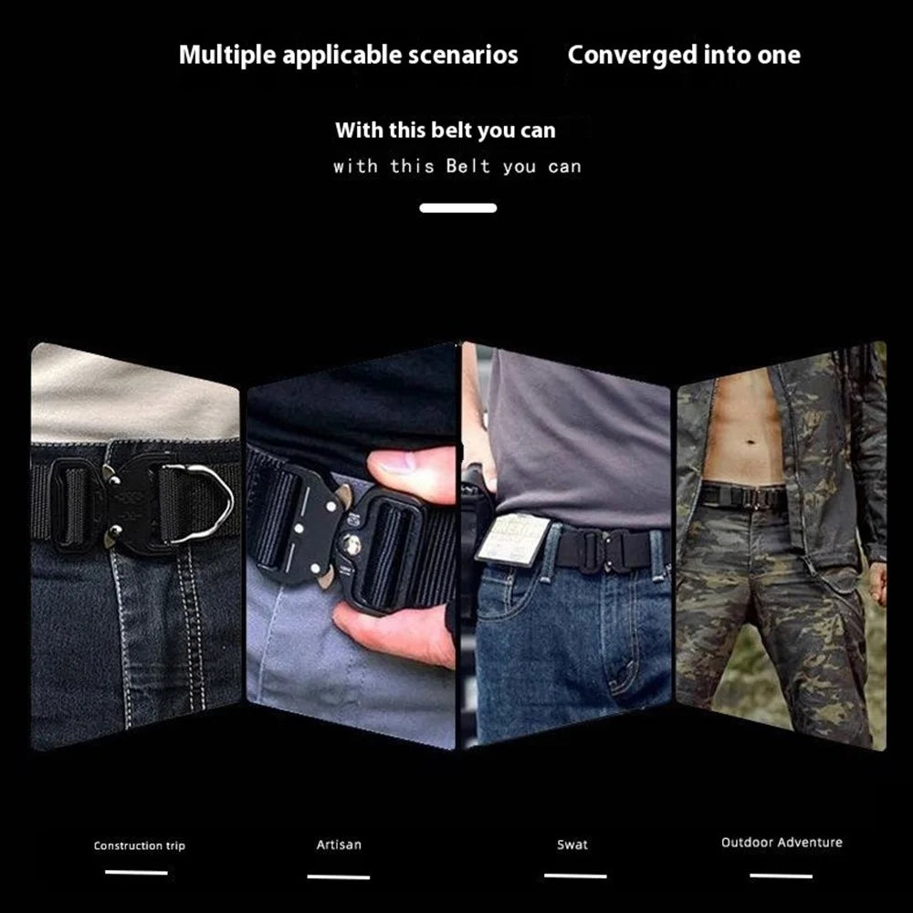SN-P120 125x3.8cm Men's Nylon Webbing Belt Tactical Training Work Belt with Zinc Alloy Buckle - Khaki - 3