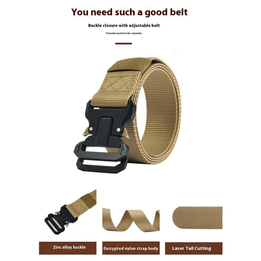 SN-P120 125x3.8cm Men's Nylon Webbing Belt Tactical Training Work Belt with Zinc Alloy Buckle - Khaki - 4