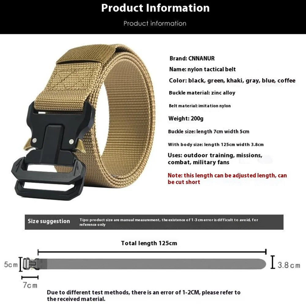 SN-P120 125x3.8cm Men's Nylon Webbing Belt Tactical Training Work Belt with Zinc Alloy Buckle - Khaki - 5