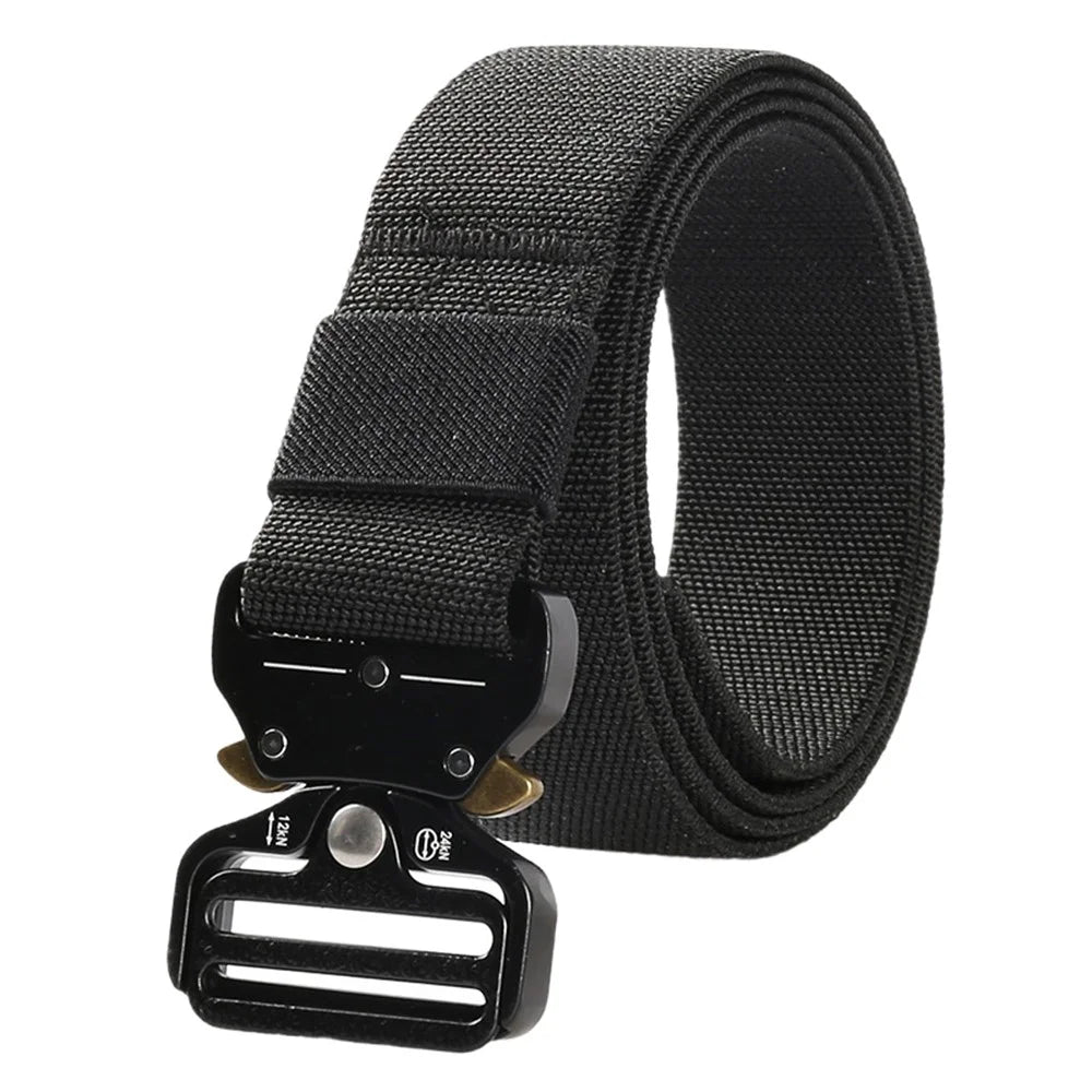 SN-E002 Outdoor Tactical Belt for Men 3.8cm Imitation Nylon Elastic Waistband with Quick Release Buckle, Length: 125cm - Black - 1