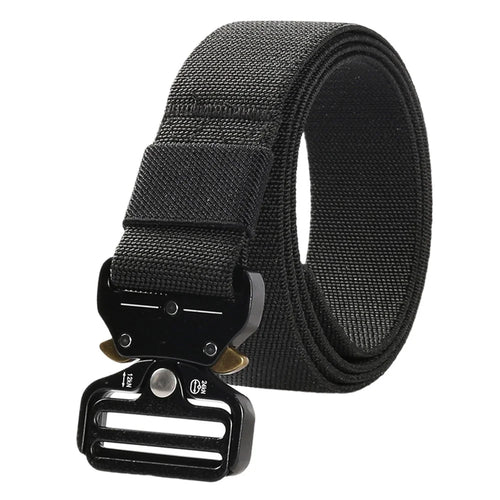 SN-E002 Outdoor Tactical Belt for Men 3.8cm Imitation Nylon Elastic Waistband with Quick Release Buckle, Length: 125cm - Black - 1