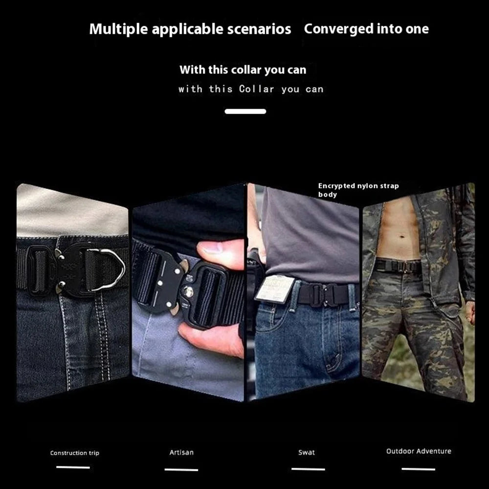 SN-P101 125cm Imitation Nylon Tactical Belt Men Waistband with Zinc Alloy Automatic Buckle - Black - 3