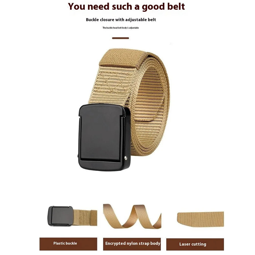 SN-P101 125cm Imitation Nylon Tactical Belt Men Waistband with Zinc Alloy Automatic Buckle - Black - 4