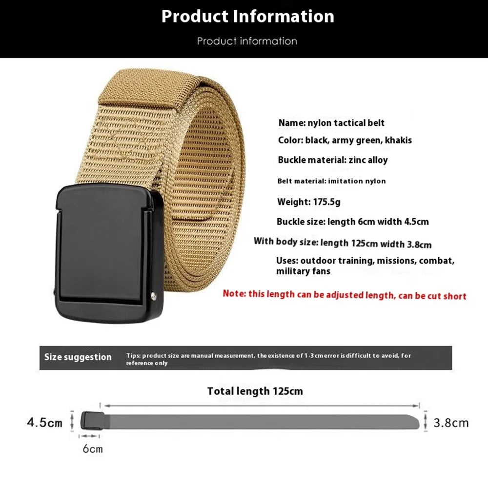 SN-P101 125cm Imitation Nylon Tactical Belt Men Waistband with Zinc Alloy Automatic Buckle - Black - 5