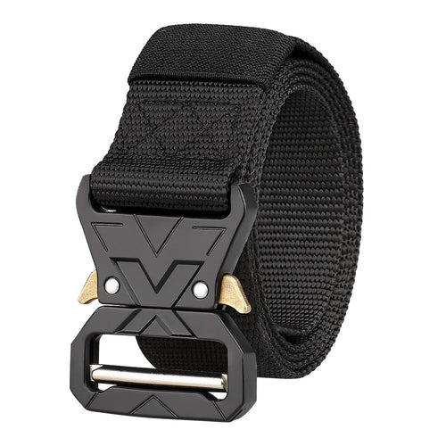 SN-P016 3.8cm Quick Release Men Tactical Belt Imitation Nylon Elastic Waistband, Length: 125cm - Black - 1