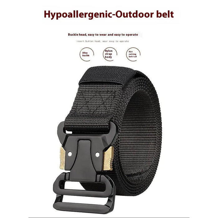 SN-P0102 3.8cm Imitation Nylon Military Waistband Quick Release Tactical Belt for Men, Length: 125cm - Black - 2