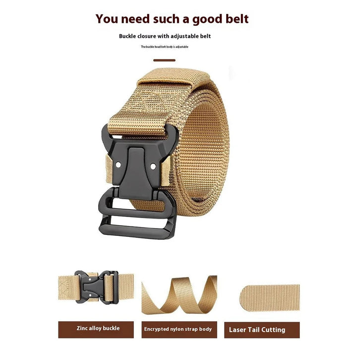 SN-P0102 3.8cm Imitation Nylon Military Waistband Quick Release Tactical Belt for Men, Length: 125cm - Black - 4