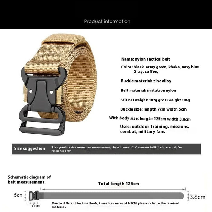 SN-P0102 3.8cm Imitation Nylon Military Waistband Quick Release Tactical Belt for Men, Length: 125cm - Black - 5