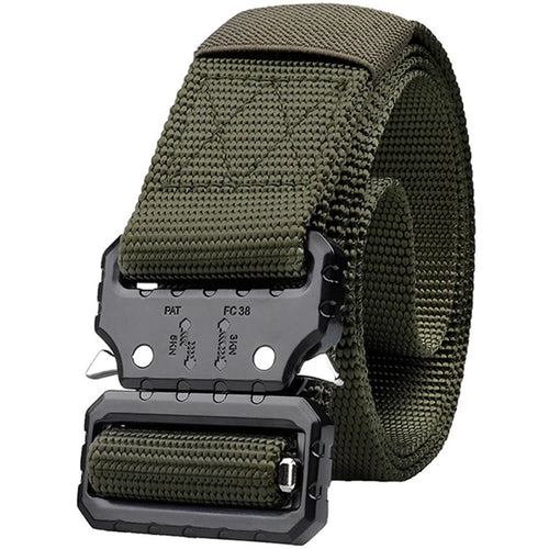 SN-P071 125cm Adjustable Imitation Nylon Military Waistband Quick Release Tactical Belt for Men - Green - 1