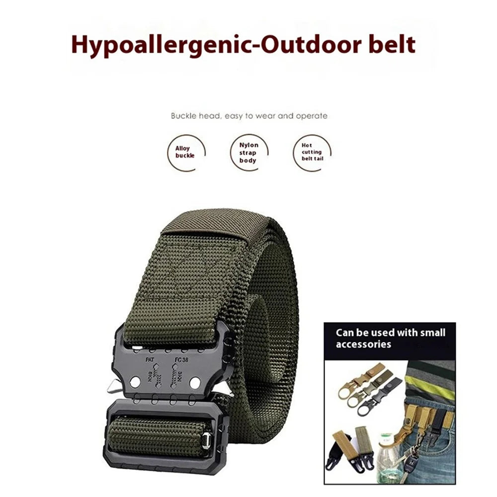 SN-P071 125cm Adjustable Imitation Nylon Military Waistband Quick Release Tactical Belt for Men - Green - 2