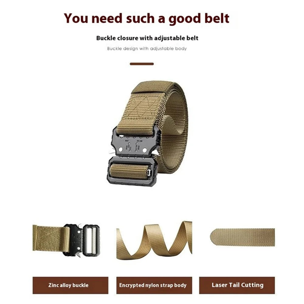 SN-P071 125cm Adjustable Imitation Nylon Military Waistband Quick Release Tactical Belt for Men - Green - 4