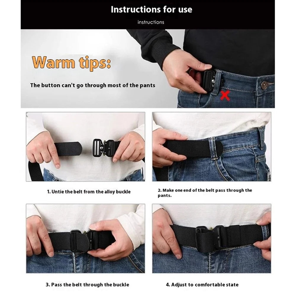 SN-P071 125cm Adjustable Imitation Nylon Military Waistband Quick Release Tactical Belt for Men - Green - 5
