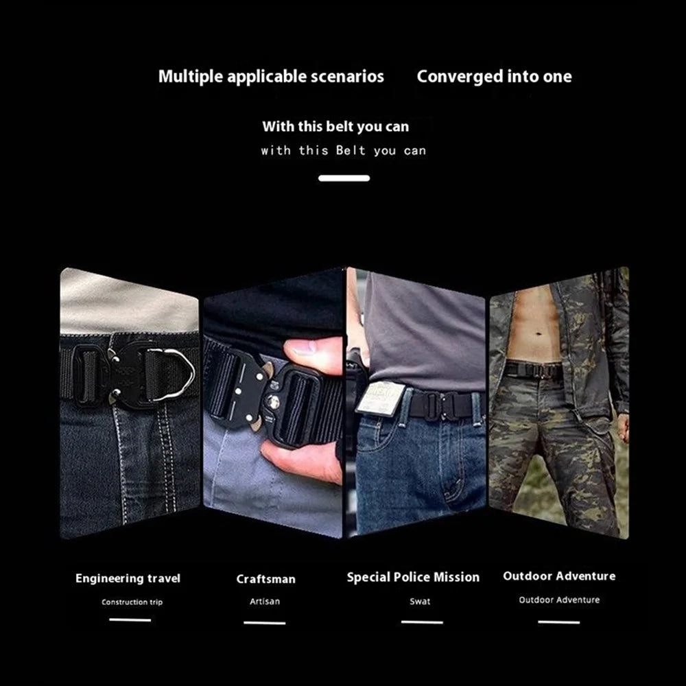 SN-P117 125cm Adjustable Imitation Nylon Military Waistband Quick Release Press Buckle Tactical Belt for Men - Green - 2