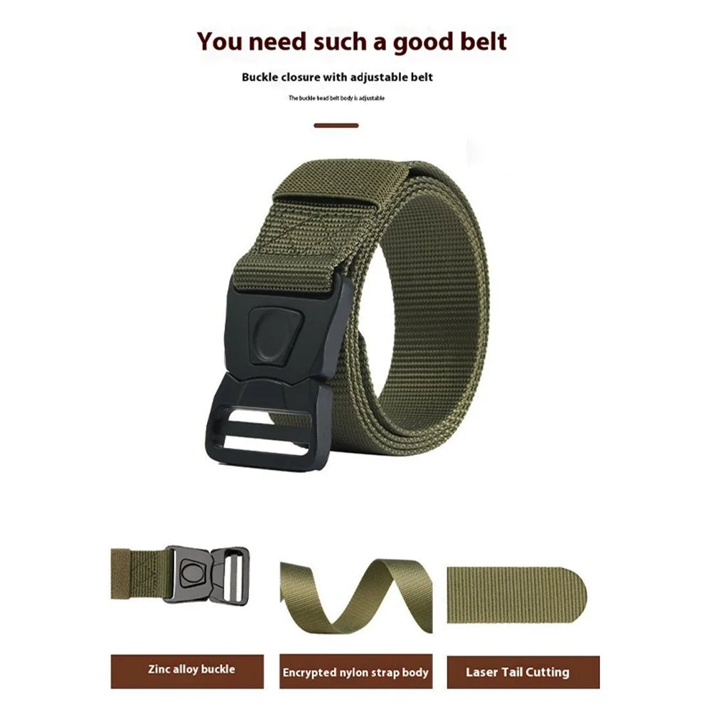 SN-P117 125cm Adjustable Imitation Nylon Military Waistband Quick Release Press Buckle Tactical Belt for Men - Green - 3