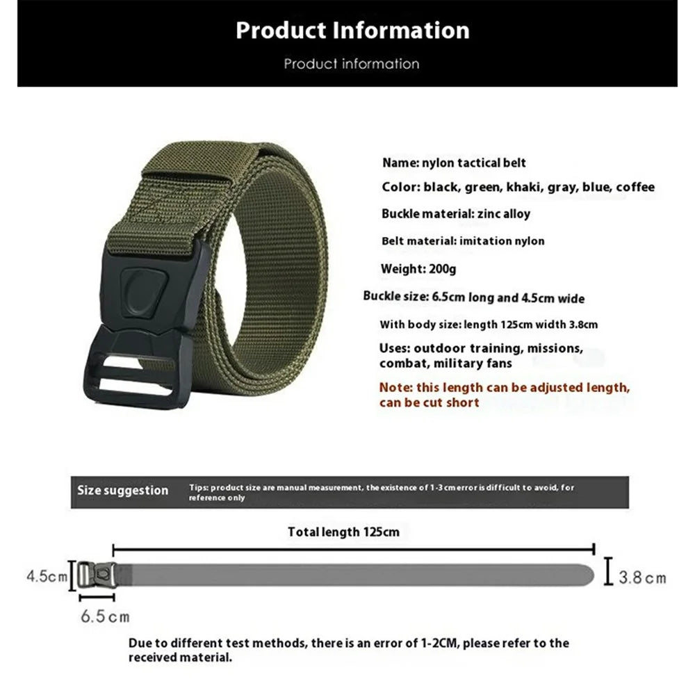 SN-P117 125cm Adjustable Imitation Nylon Military Waistband Quick Release Press Buckle Tactical Belt for Men - Green - 4