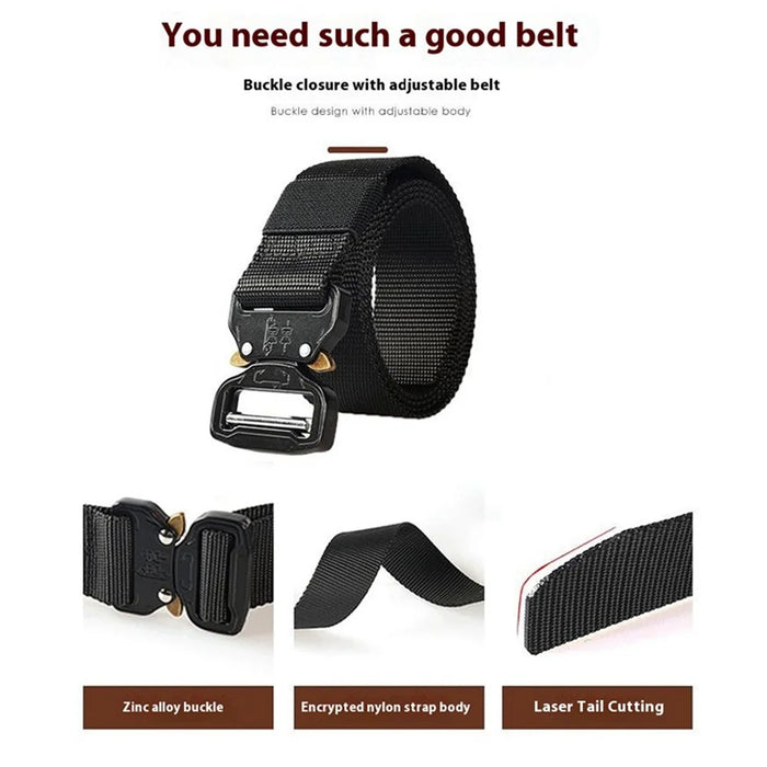 SN-P001 3.8cm Imitation Nylon Elastic Waistband with Quick Release Buckle Men Tactical Belt, Length: 125cm - Green - 4