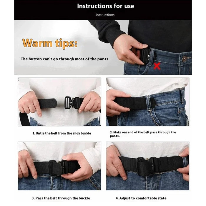 SN-P001 3.8cm Imitation Nylon Elastic Waistband with Quick Release Buckle Men Tactical Belt, Length: 125cm - Green - 5