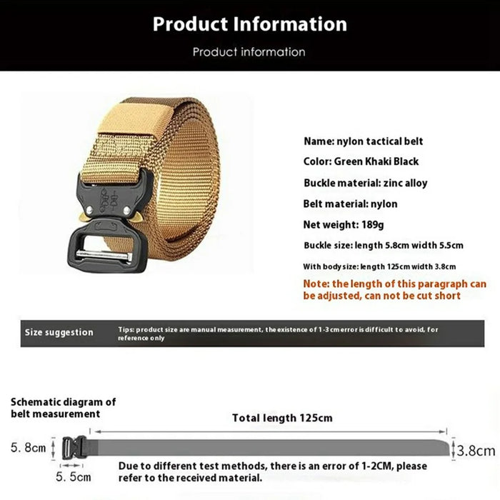 SN-P001 3.8cm Imitation Nylon Elastic Waistband with Quick Release Buckle Men Tactical Belt, Length: 125cm - Green - 6