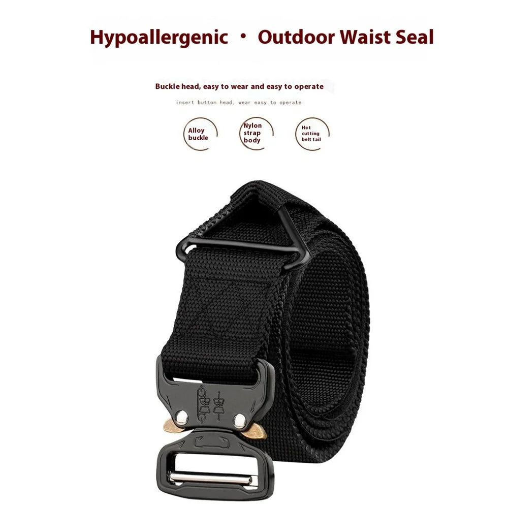 SN-P003 Outdoor Training 3.8cm Men Tactical Belt Imitation Nylon Waistband with Quick Release Buckle, Length: 125cm - Black - 2