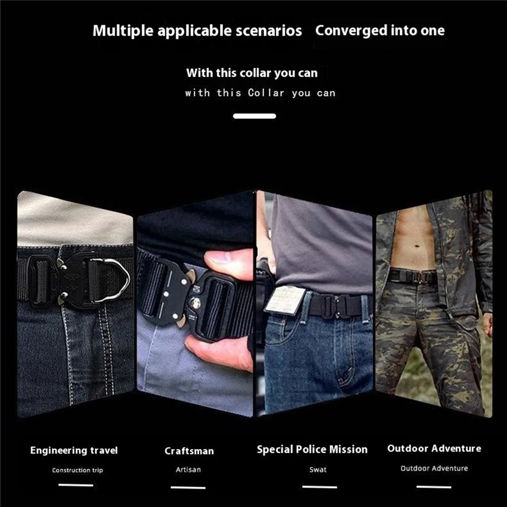 SN-P003 Outdoor Training 3.8cm Men Tactical Belt Imitation Nylon Waistband with Quick Release Buckle, Length: 125cm - Black - 3