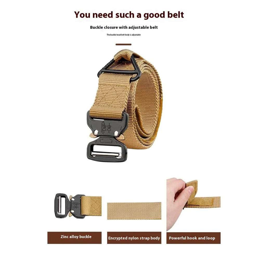 SN-P003 Outdoor Training 3.8cm Men Tactical Belt Imitation Nylon Waistband with Quick Release Buckle, Length: 125cm - Black - 4
