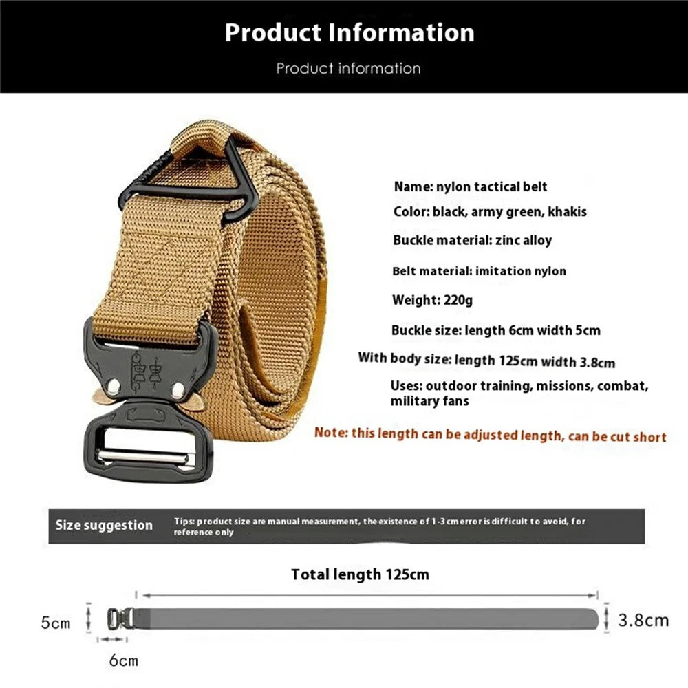 SN-P003 Outdoor Training 3.8cm Men Tactical Belt Imitation Nylon Waistband with Quick Release Buckle, Length: 125cm - Black - 5
