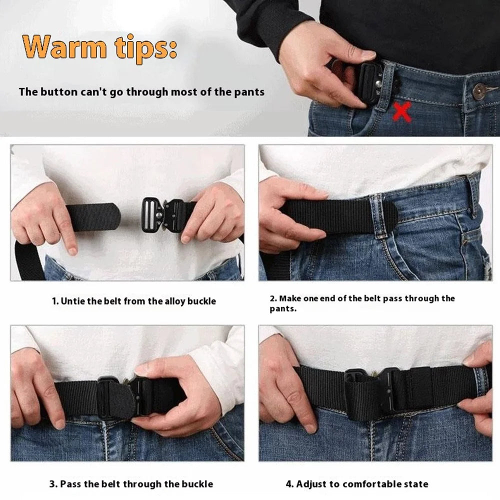 SN-P008 3.8cm Tactical Men Nylon Belt Military Waistband with Quick Release Buckle, Length: 125cm - Black - 5