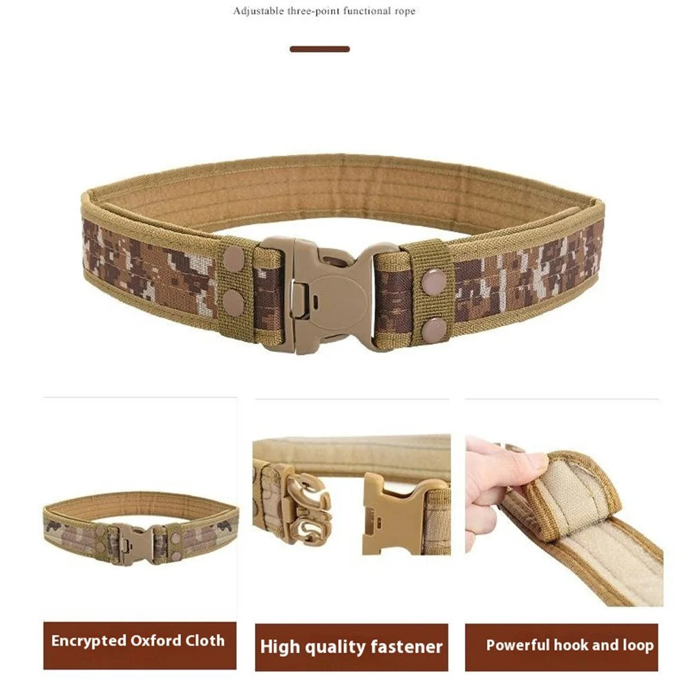 SN-029 5cm Oxford Fabric Outdoor Tactical Belt Adjustable Magic Tape Military Waistband, Length: 130cm - Desert Digital - 3
