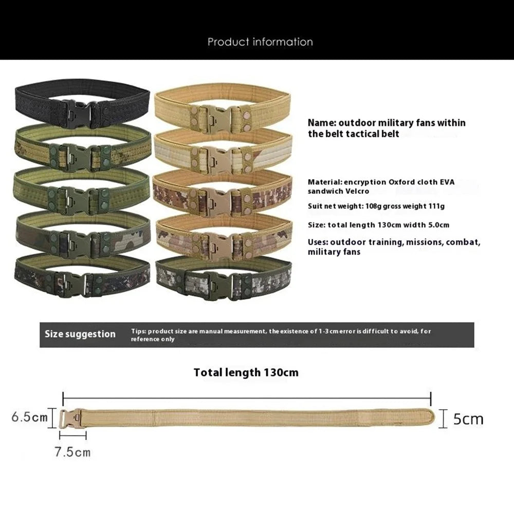 SN-029 5cm Oxford Fabric Outdoor Tactical Belt Adjustable Magic Tape Military Waistband, Length: 130cm - Desert Digital - 5