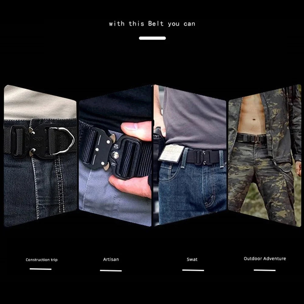 SN-006 3.8cm Men Tactical Belt Military Imitation Nylon Waistband with Quick Release Buckle, Length: 125cm - Green - 2