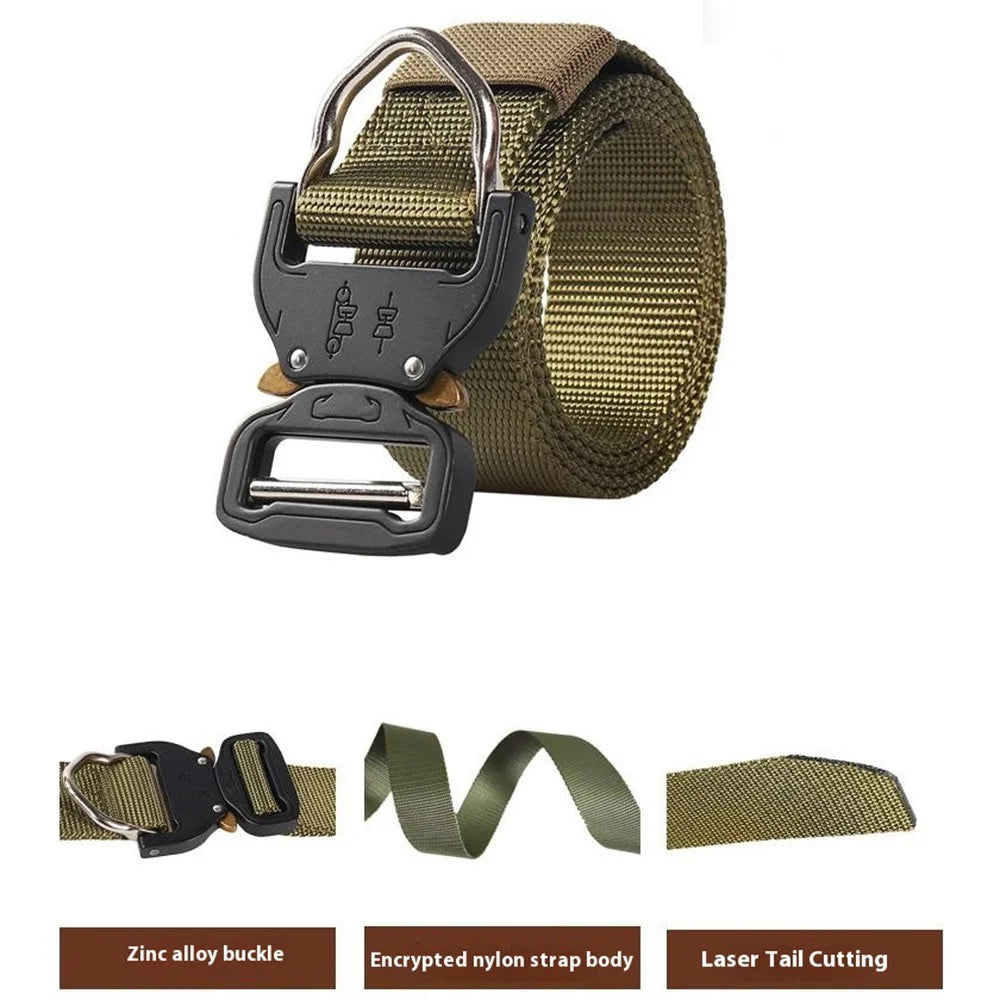 SN-006 3.8cm Men Tactical Belt Military Imitation Nylon Waistband with Quick Release Buckle, Length: 125cm - Green - 3