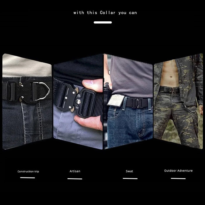 SN-032 100-135cm Oxford Cloth Webbing Belt Magic Tape Tactical Training Work Belt with Plastic Buckle - Khaki - 2