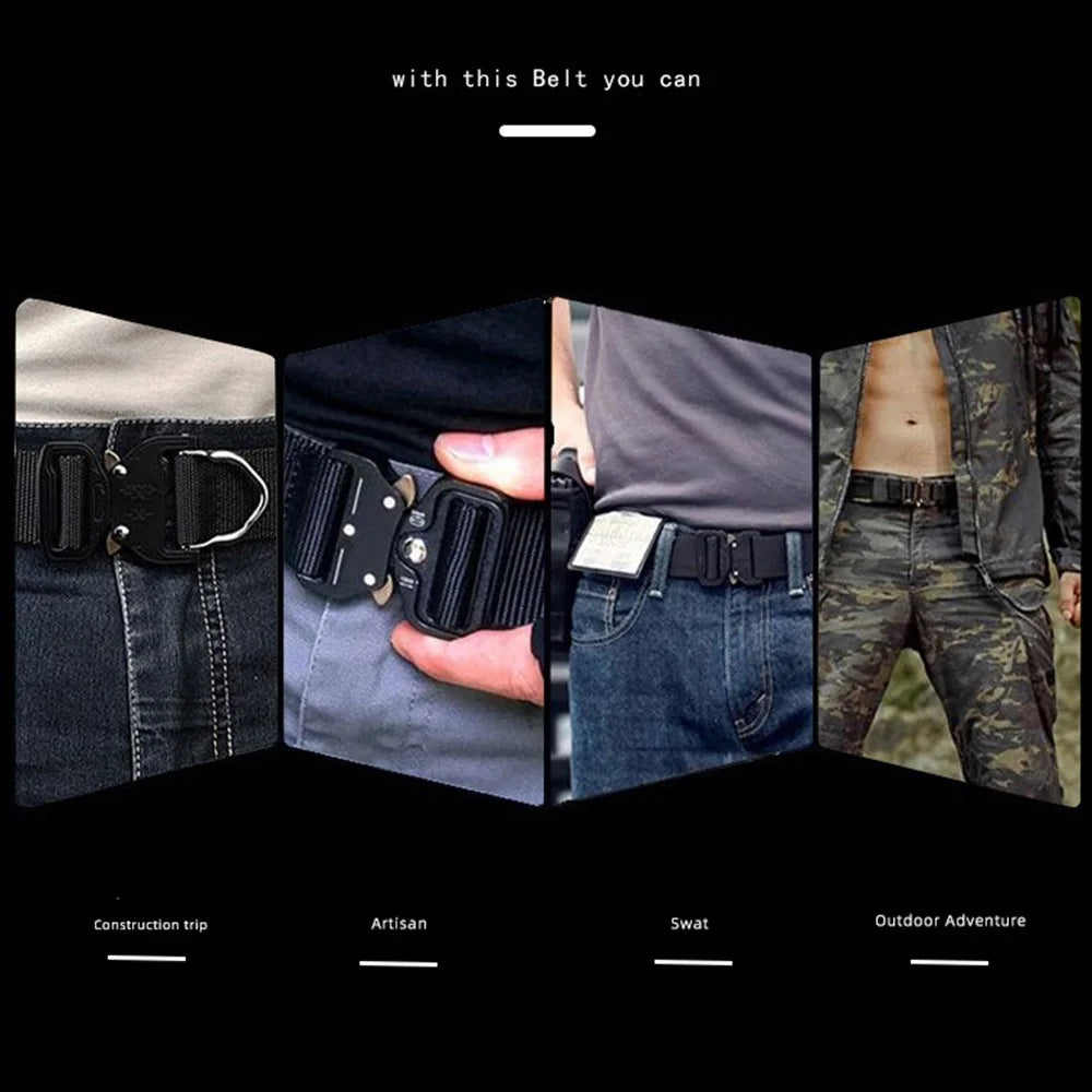 019 Outdoor Tactical Waist Seal Nylon Widen Waist Band with 4 D-Shape Buckles - Black - 2