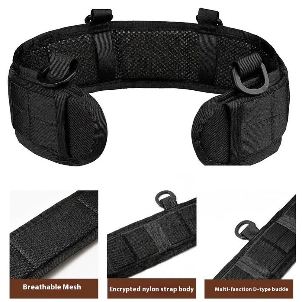 019 Outdoor Tactical Waist Seal Nylon Widen Waist Band with 4 D-Shape Buckles - Black - 3