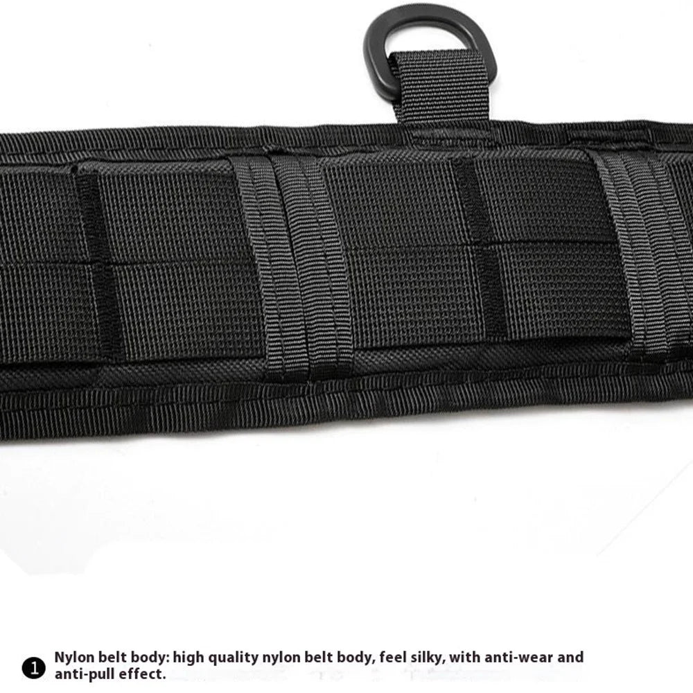 019 Outdoor Tactical Waist Seal Nylon Widen Waist Band with 4 D-Shape Buckles - Black - 4