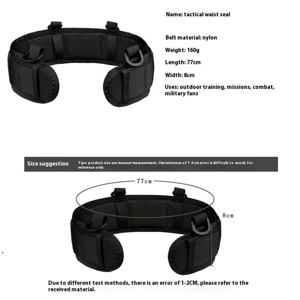 019 Outdoor Tactical Waist Seal Nylon Widen Waist Band with 4 D-Shape Buckles - Black - 6