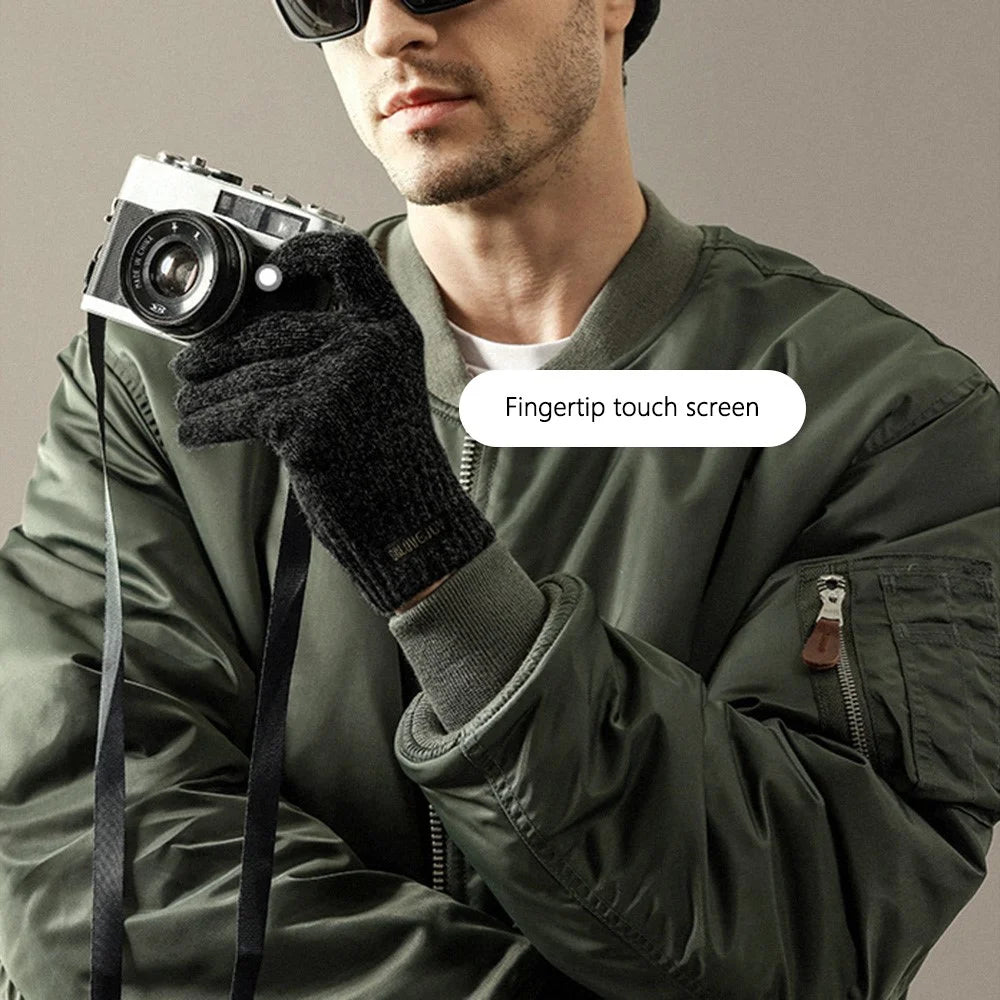 GOLOVEJOY DZ153 1 Pair Winter Outdoor Cycling Warm Wool Gloves Unisex Touch Screen Full Finger Knitted Gloves - Black L - 3
