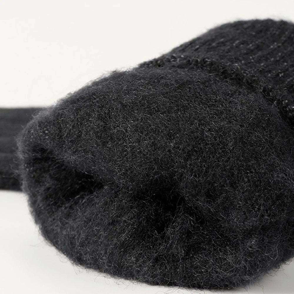 GOLOVEJOY DZ118 1 Pair Men Winter Outdoor Cycling Warm Gloves Windproof Touch Screen Full Finger Knitted Gloves - Black L - 6