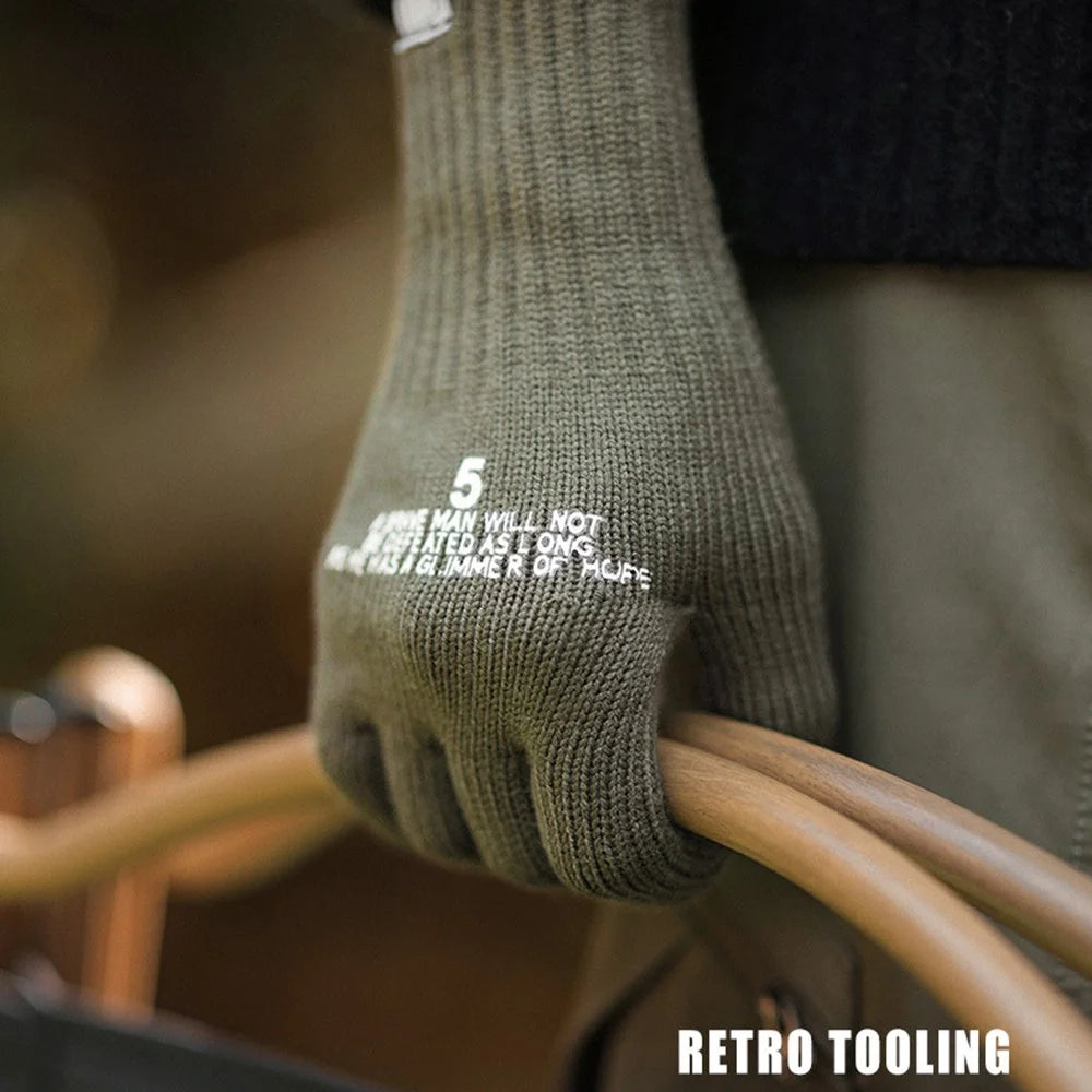 GOLOVEJOY DZ143 1 Pair Retro Winter Outdoor Cycling Warm Knitted Gloves Windproof Touch Screen Full Finger Gloves - Black L - 4
