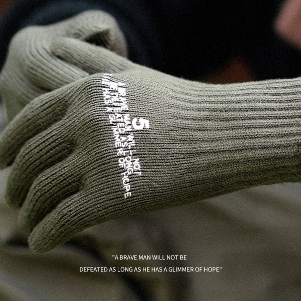 GOLOVEJOY DZ143 1 Pair Retro Winter Outdoor Cycling Warm Knitted Gloves Windproof Touch Screen Full Finger Gloves - Black L - 7