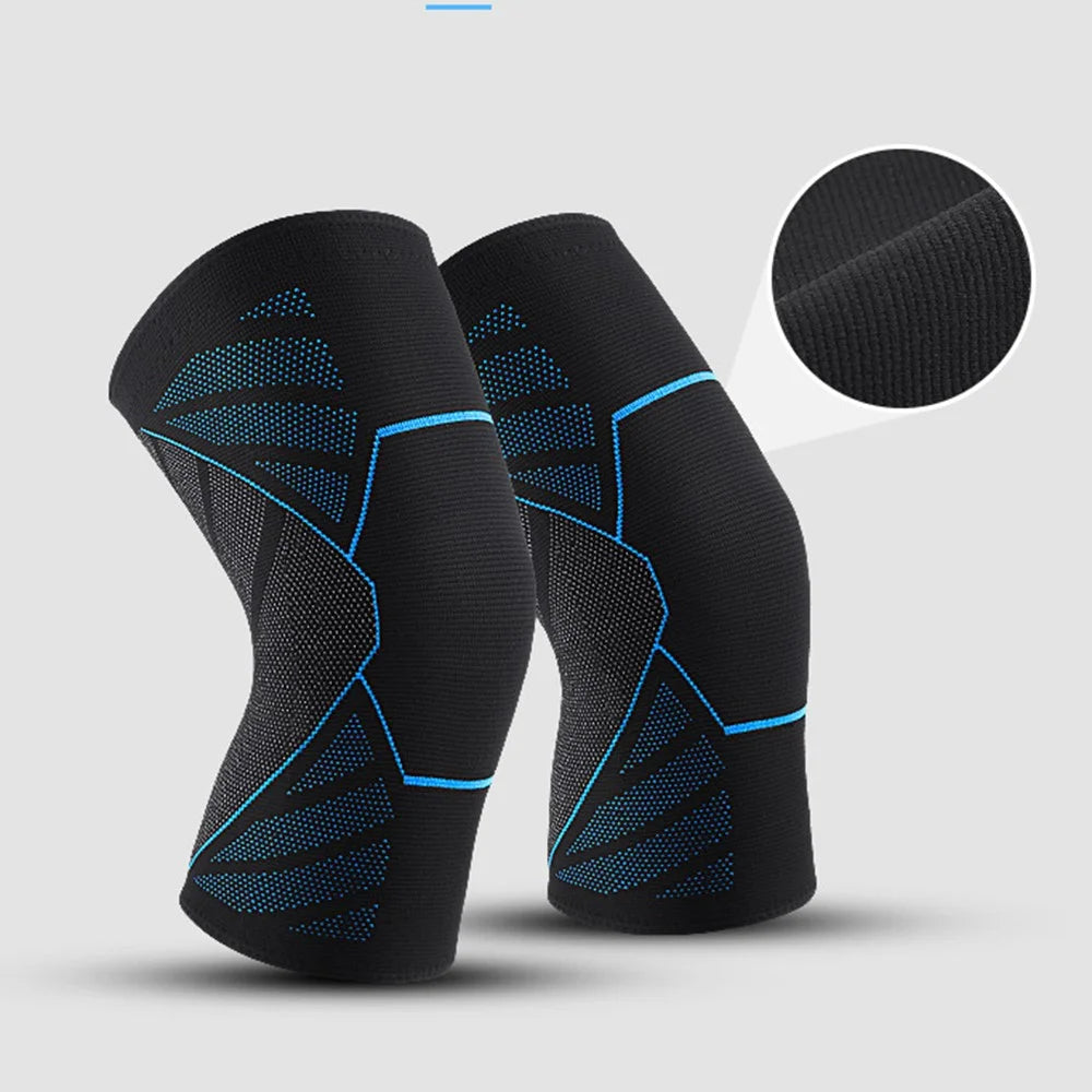 KYNCILOR AB031 1/Pc Knee Compression Sleeve for Men/Women Non-slip Knee Support Brace for Running Hiking Basketball Breathable Protective Knee Pads for Joint Pain Relief - Black  / Blue / M - 2